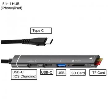 MULTICOLOR MC-019F TYPE C TO COMBO USB HUB 5 İN 1