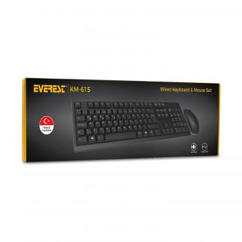 Everest KM-615 Siyah Usb Combo Q Standart Klavye + Mouse Set