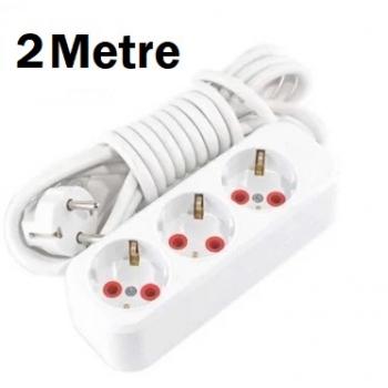 3'lü Topraklı Grup Priz – 2 Metre Anahtarlı P32