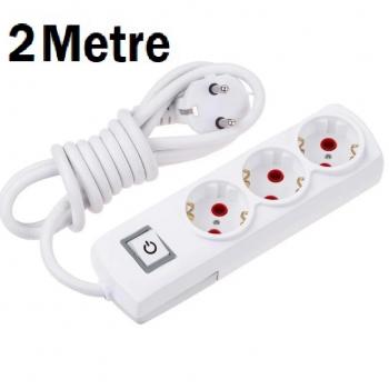 3'lü Topraklı Grup Priz – 2 Metre Anahtarlı P32A