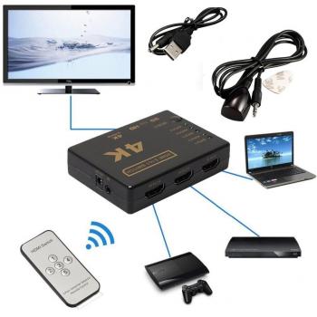 Hdmi Switch 5 Port Çoklayıcı Kumandalı 4k Ultra Hd Destekli Switch  4775