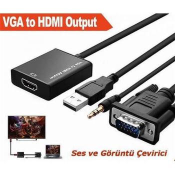 VGA TO HDMI ÇEVİRİCİ DÖNÜŞTÜRÜCÜ ADAPTÖR SES DESTEKLİ