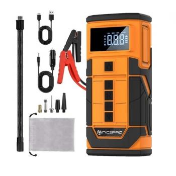 A5577 Kablolu Kablosuz 8000MAH  Araç Akü Takviyeli, Powerbank Reflektör Ledli 5in1 Hava Pompası