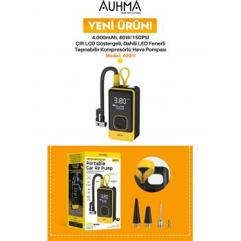 A9911 Taşınabilir Hava Pompası 150 Psı – Şarjlı Kompresör – LCD Ekran – 4000MAH