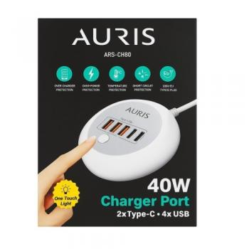 ARS-CH80 40W Masa Üstü 4PORT USB 2 PORT TYPE-C Işıklı Şarj Portu