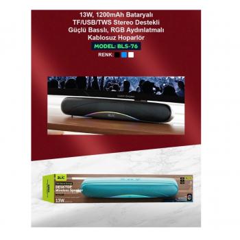 Bls-76 Bluetooth Soundbar Hoparlör 13W – Rgb Işıklı – Tws Stereo – Usb -tf Destekli Kablosuz Speaker