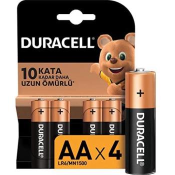 DURACELL AA 4LÜ LR6 MN1500 KALEM ALKALİNE PİL 1.5V