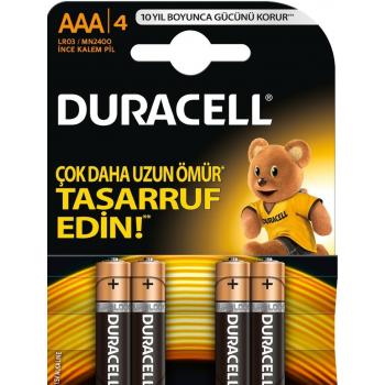 DURACELL AAA 4LÜ  LR03/MN2400 İNCE KALEM ALKALİNE PİL