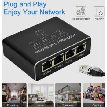 1000Mbps RJ45 Gigabit Ethernet Ayırıcı LAN Ağ İnternet 1'den 4'e Çıkış Adaptörü