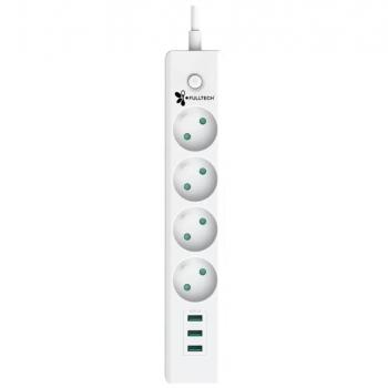 FTR-06 4 LÜ 3 USB ÇIKIŞLI AKIM KORUMALI PRİZ