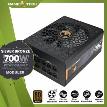 GAMETECH 700WATT 80 PLUS BRONZE 14CM SESSİZ FAN MODÜLER POWER SUPPLY