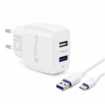 İconix 2.4A Type-C Şarj Aleti Seti (2USB) İCON-CH003