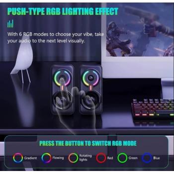 Onikuma L6 3D Ses Efektli RGB Işıklı USB Kablolu Hoparlör
