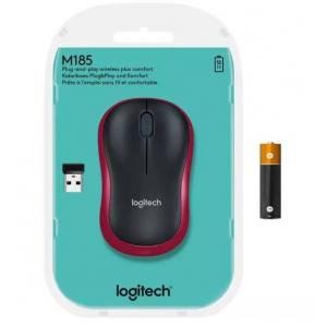 LOGITECH M185 NANO MOUSE KABLSZ BLACK/RED