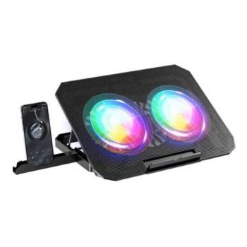 N33 ÇİFT FANLI IŞIKLI TELEFON TUTACAKLI NOTEBOOK SOĞUTUCU