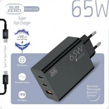 SG88 65W USB + TYPE-C KAFA + TYPE-C TO TYPE-C KABLO SET