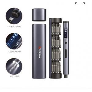 TTS03 Şarjlı Hassas Tornavida Seti 60 Parça Type C Şarjlı Led Işıklı Mıknatıslı Alüminyum Kasa