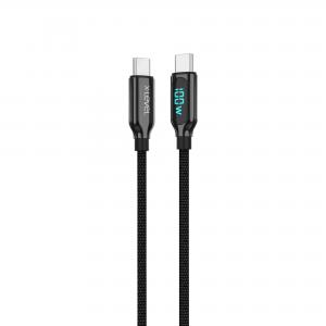 X-LEVEL  XCC8406 100W 5A Destekli  TYPE-C to  TYPE-C Akım Gösterge Led Ekranlı Hasır Şarj Kablosu